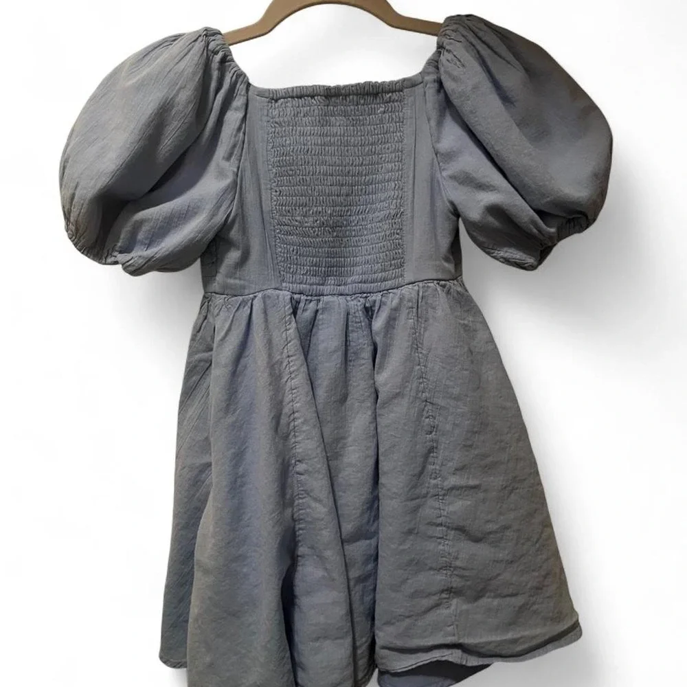Abercrombie & Fitch kids blue dress with puffy sleeves and smocked bodice